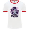 Demonic Satanic Rabbit With Skulls Mens White Ringer T-Shirt White/Red