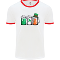 St Patricks Day Beer USA Irish Funny Mens White Ringer T-Shirt White/Red