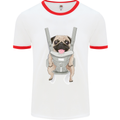 A Pug in a Baby Harness Funny Dog Mens White Ringer T-Shirt White/Red