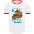 Worlds Best Papa Bear Fathers Day Mens Ringer T-Shirt White/Red