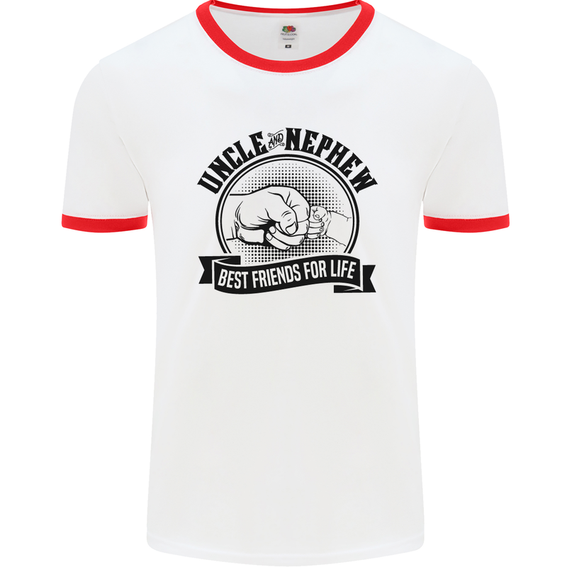 Uncle & Nephew Best Friends Uncle's Day Mens White Ringer T-Shirt White/Red