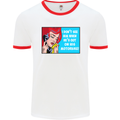 He's out on His Motorbike Biker Motorcycle Mens White Ringer T-Shirt White/Red