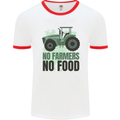 Tractor No Farmers No Food Farming Mens White Ringer T-Shirt White/Red