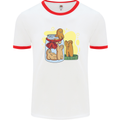 Gingerbread Man Escape Funny Food Mens White Ringer T-Shirt White/Red