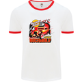 Rockabily Hot Rod Hotrod Dragster Mens White Ringer T-Shirt White/Red