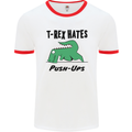 T-Rex Hates Push Ups Funny Gym Dinosaurs Mens White Ringer T-Shirt White/Red