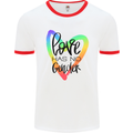 LGBT Love Has No Gender Gay Pride Day Mens White Ringer T-Shirt White/Red