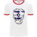 Gym The Israeli Flag Ripped Muscles Israel Mens White Ringer T-Shirt White/Red