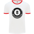 8-Ball Skull Pool Player 9-Ball Mens White Ringer T-Shirt White/Red