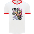 Extreme Race Motocross Dirt Bike Motorbike Mens White Ringer T-Shirt White/Red