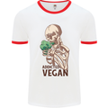 Addicted Vegan Skeleton Eating Vegetables Mens White Ringer T-Shirt White/Red