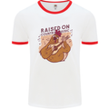 A Chicken Raised on Country Music Mens White Ringer T-Shirt White/Red