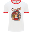 Christmas Sexy Santa Clause Xmas Mens White Ringer T-Shirt White/Red