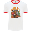 Christmas Santa Claus Bigfoot Unicorn Alien Mens White Ringer T-Shirt White/Red