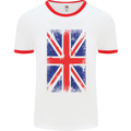Union Jack British Flag Great Britain Mens White Ringer T-Shirt White/Red