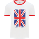Union Jack British Flag Great Britain Mens White Ringer T-Shirt White/Red