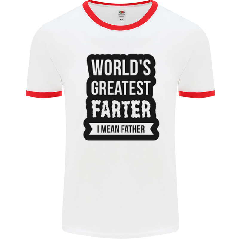 Fathers Day Farter Funny Flatulence Farting Mens White Ringer T-Shirt White/Red