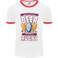 Weekend Forecast Beer Alcohol Rugby Funny Mens White Ringer T-Shirt White/Red