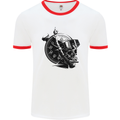 Scuba Diving Skull Diver Dive Deep Sea Mens White Ringer T-Shirt White/Red