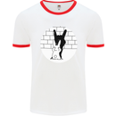 Funny Rock n Roll Salute Rabbit Silhouette Mens White Ringer T-Shirt White/Red