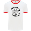 40th Wedding Anniversary 40 Year Funny Wife Mens Ringer T-Shirt White/Red