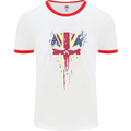 Union Jack Skull Gym St. George's Day Mens White Ringer T-Shirt White/Red