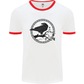 Viking Crow Celtic Norse Valhalla Odin Thor Mens White Ringer T-Shirt White/Red