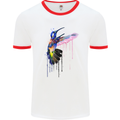 A Hummingbird Watercolour Bird Mens White Ringer T-Shirt White/Red