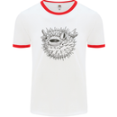 A Pufferfish Puffer Illustration Mens White Ringer T-Shirt White/Red