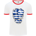 Gym The Greek Flag Ripped Muscles Greece Mens White Ringer T-Shirt White/Red