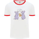 Vegan Mouse Funny Cheese Mens White Ringer T-Shirt White/Red