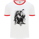 Chilled Out Chimp Chimpanzee Monkey Mens White Ringer T-Shirt White/Red