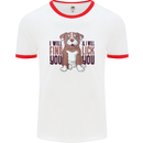 Pitbull I Will Find and Lick You Funny Mens White Ringer T-Shirt White/Red