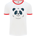 A Cute Panda Bear Face Mens Ringer T-Shirt White/Red