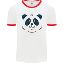 A Cute Panda Bear Face Mens Ringer T-Shirt White/Red