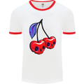 Cherry Skulls Mens White Ringer T-Shirt White/Red