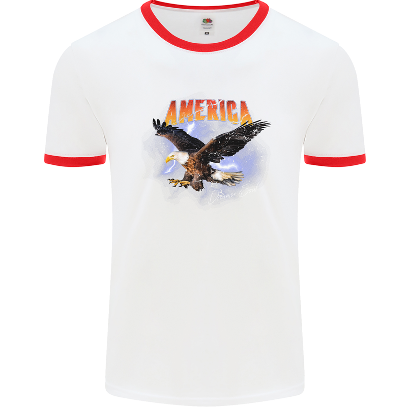 Eagle America Dreamer Soul Mens White Ringer T-Shirt White/Red