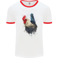 A Chicken Watercolour Mens White Ringer T-Shirt White/Red