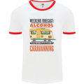 Funny Alcohol Caravanning Caravan Beer Mens White Ringer T-Shirt White/Red