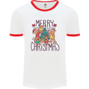 Gingerbread Man Merry Christmas Mens White Ringer T-Shirt White/Red