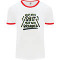 Don't Make Sh!t With Your Drummer Mens White Ringer T-Shirt White/Red