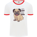Pug I Didn't Fart My Butt Blew You a Kiss Mens White Ringer T-Shirt White/Red