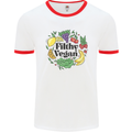 Filthy Vegan Mens White Ringer T-Shirt White/Red