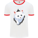 A Cat Rip Mens White Ringer T-Shirt White/Red
