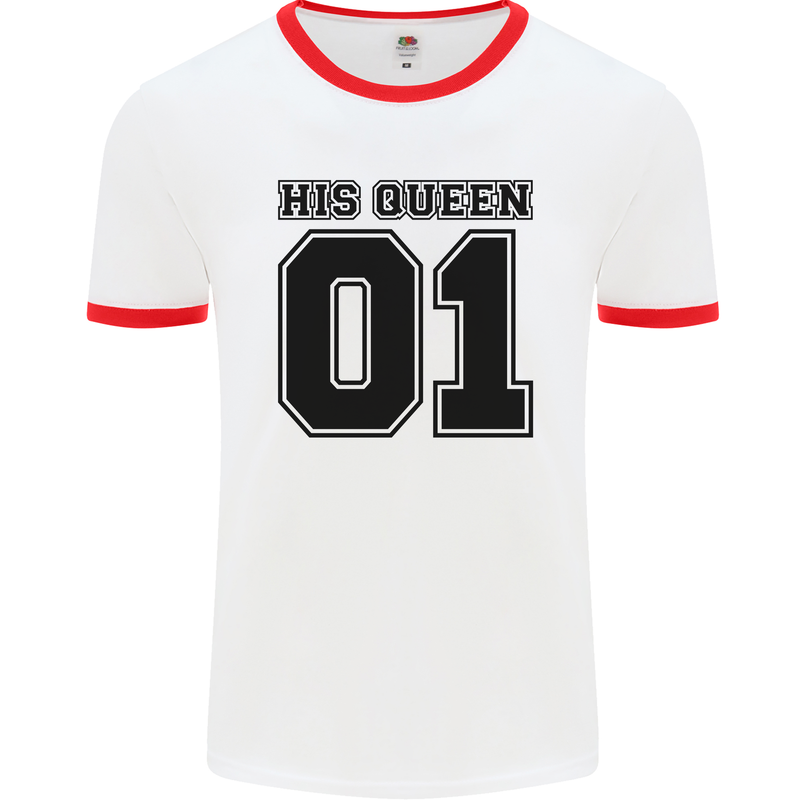 His Queen Funny Valentines Day Mens Ringer T-Shirt White/Red