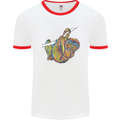 A Colourful Sloth on a Branch Mens White Ringer T-Shirt White/Red