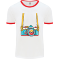 Photography Camera Around Neck Mens White Ringer T-Shirt White/Red