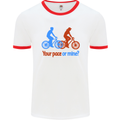 Your Pace or Mine Funny Cycling Cyclist Mens White Ringer T-Shirt White/Red