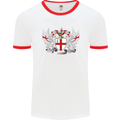 London Coat of Arms England St Georges Day Mens White Ringer T-Shirt White/Red