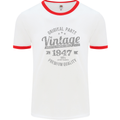 Vintage Year 76th Birthday 1947 Mens Ringer T-Shirt White/Red